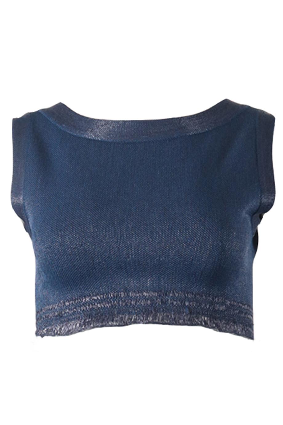 AZZEDINE ALAÏA CROPPED JACQUARD KNIT TOP FR 36 UK 8