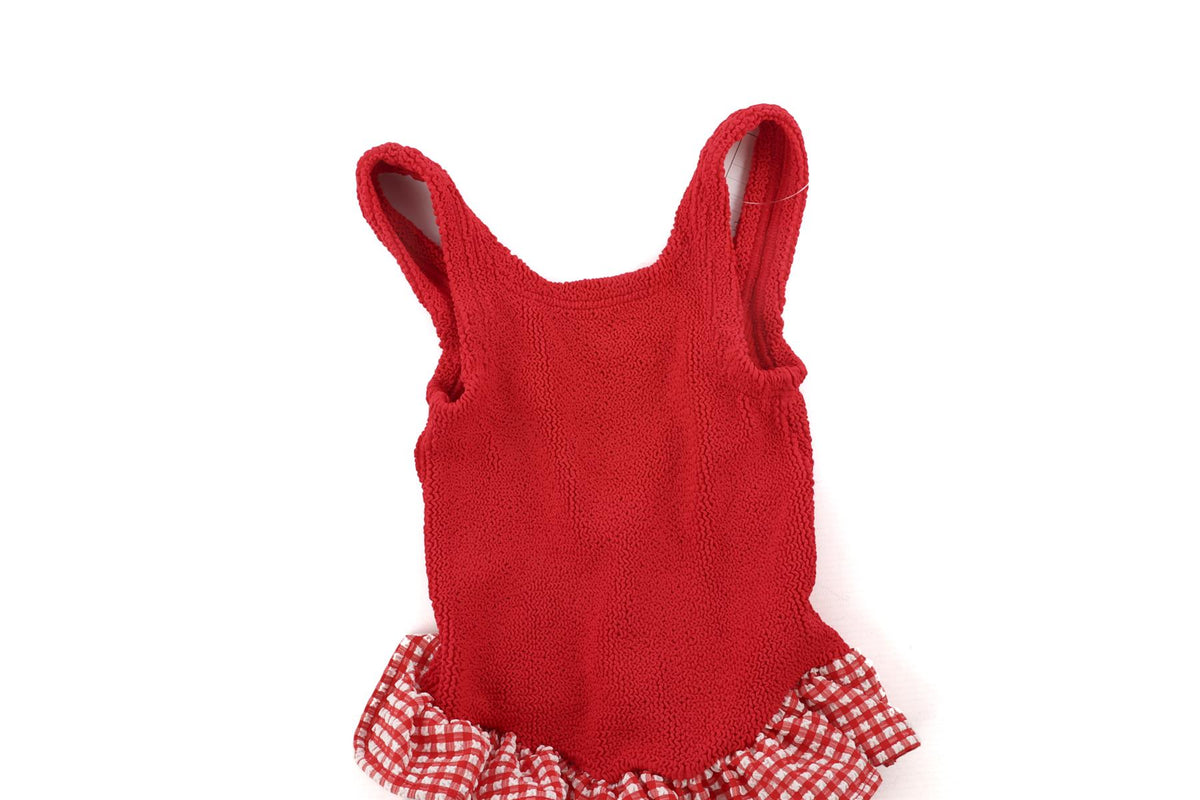 HUNZA G RED KIDS GIRLS SWIMSUIT 7-12 YEARS ONE SIZE