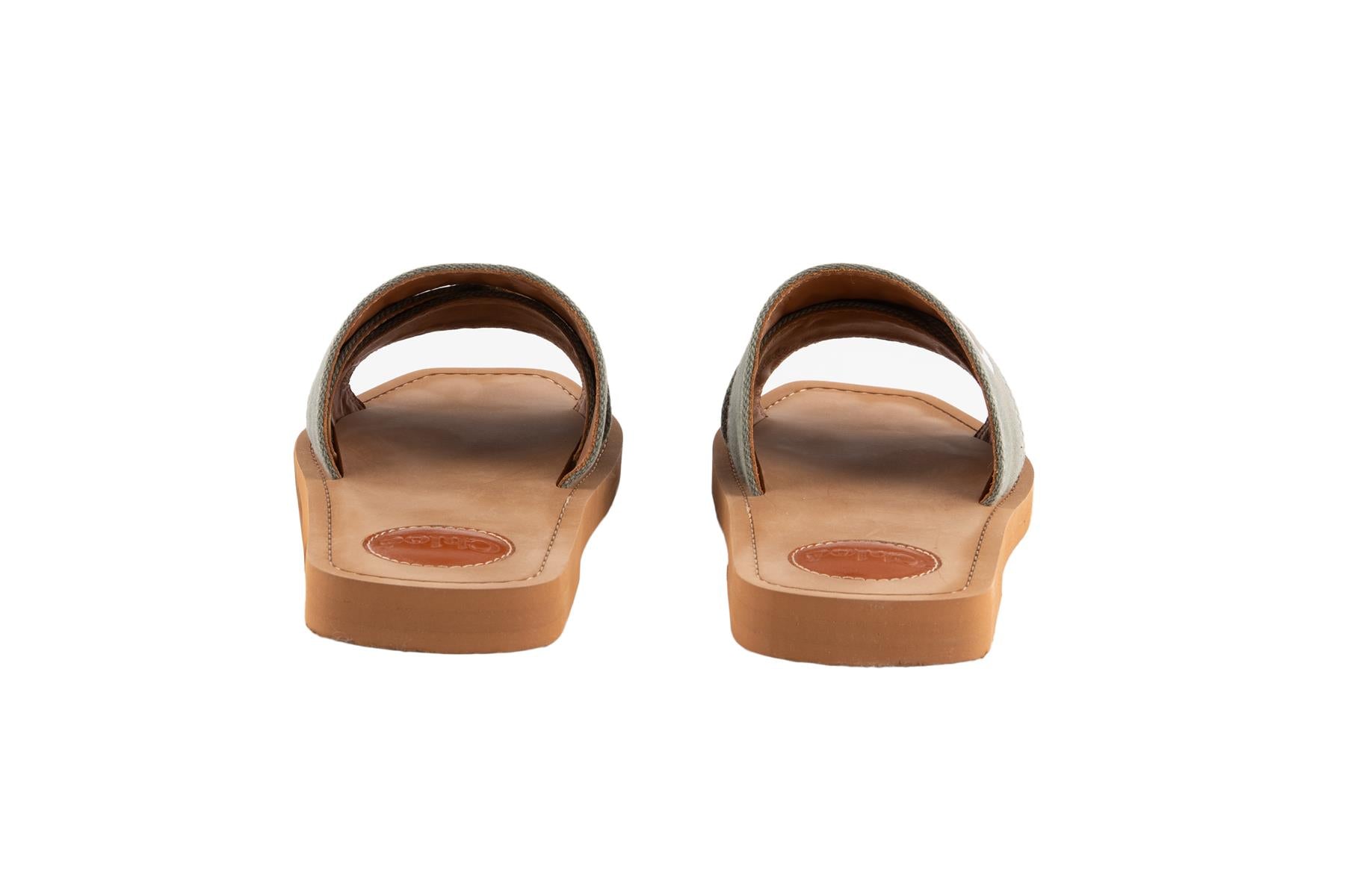 CHLOÉ GREEN WOODY CANVAS SANDALS EU 37