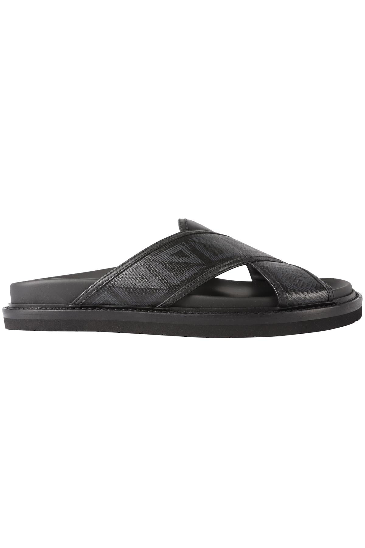CHRISTIAN DIOR MEN'S BLACK AQUA LEATHER SANDALS EU 42 UK 8 US 9