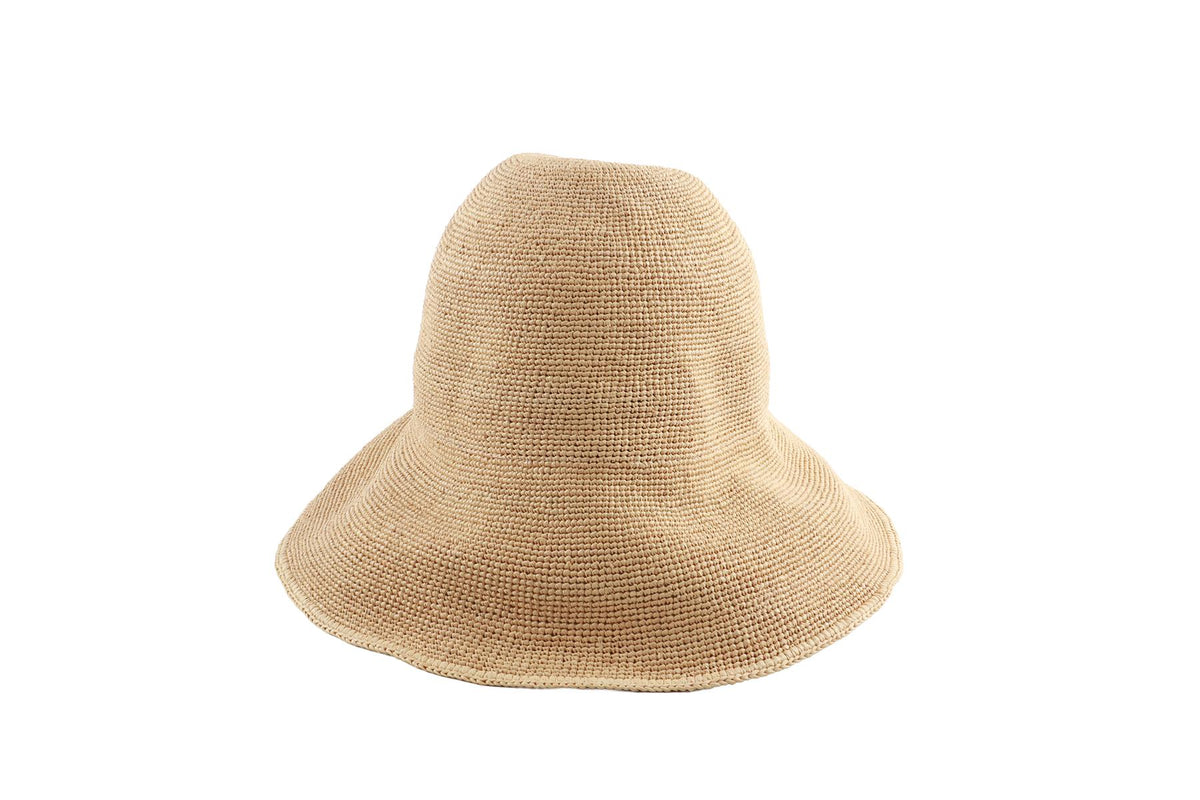 JANESSA LEONE BEIGE WOVEN HAT MEDIUM