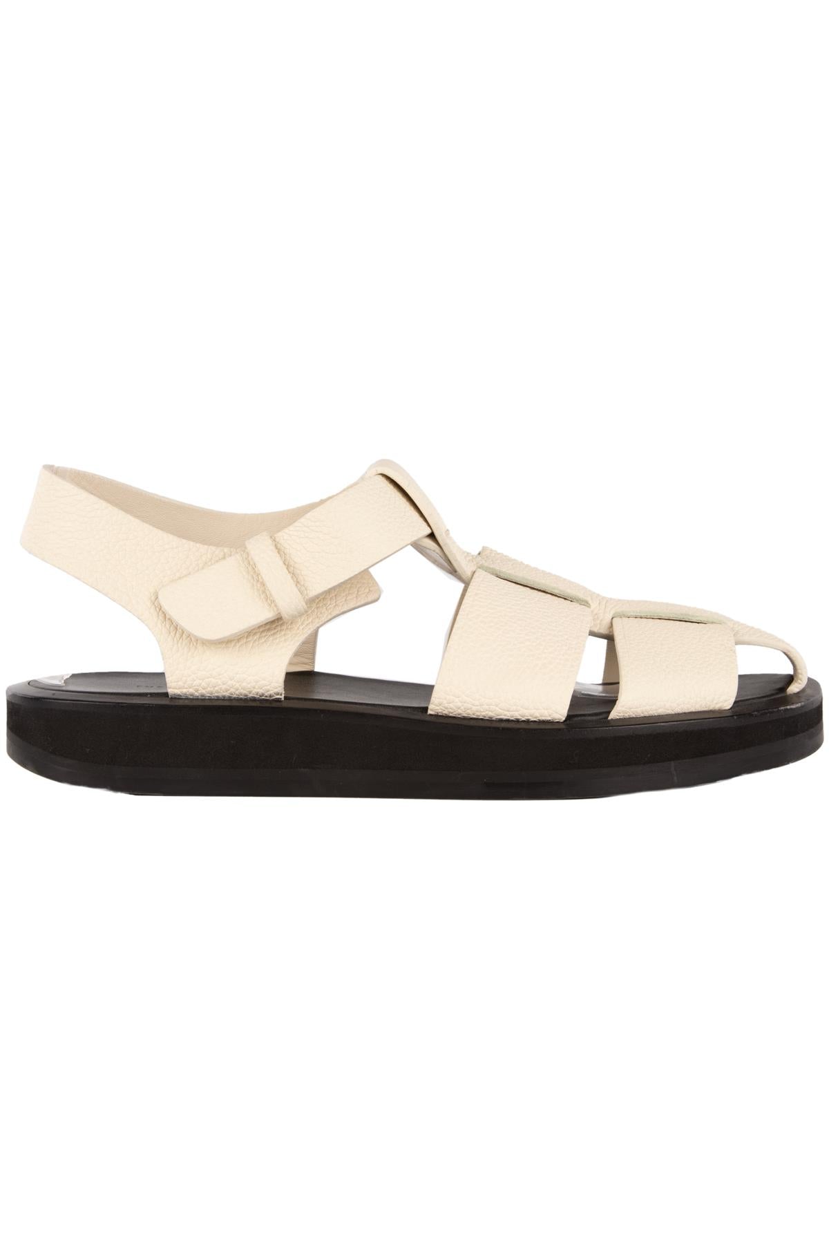 THE ROW IVORY FISHERMAN LEATHER SANDALS EU 38 UK 5 US 8