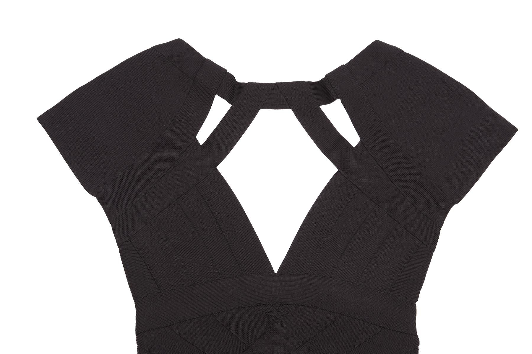 HERVE LEGER BLACK BANDAGE TOP UK 4