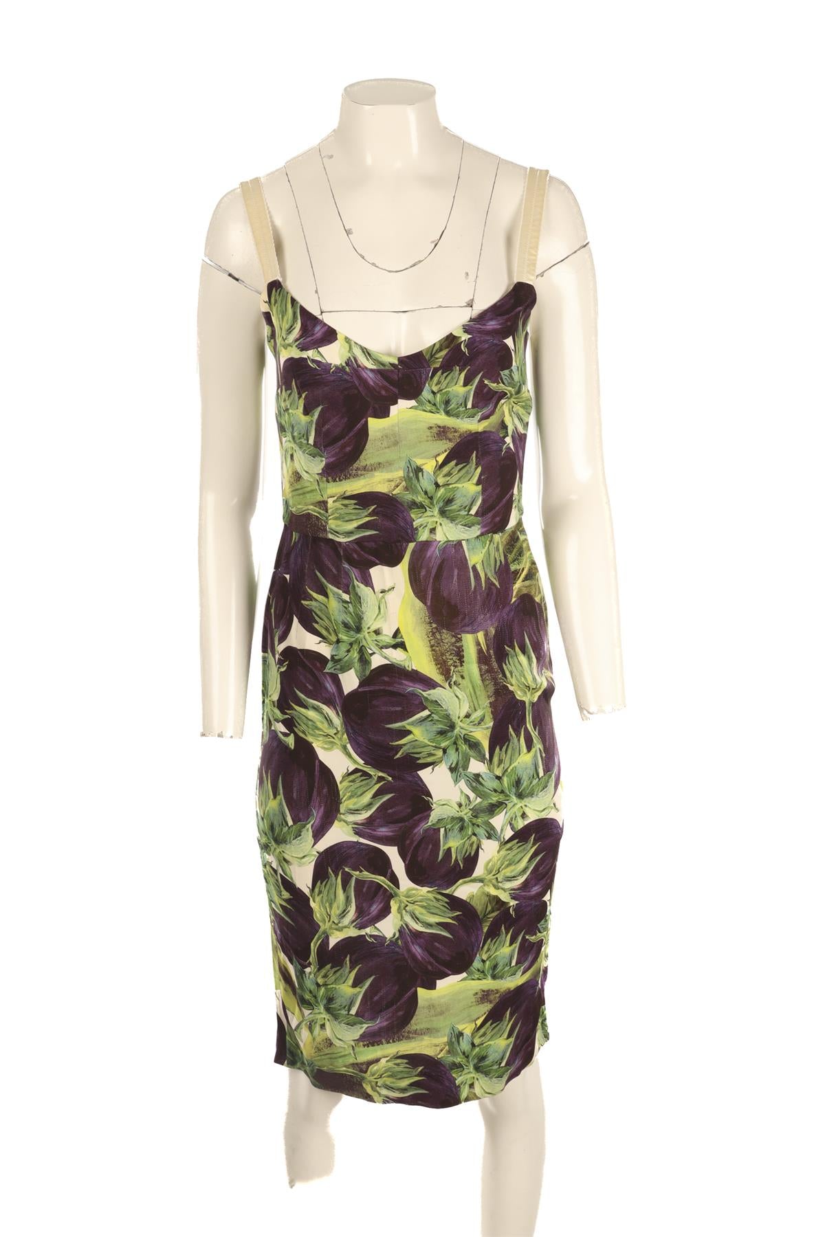 DOLCE & GABBANA PURPLE SATIN MIDI DRESS IT 40 UK 8