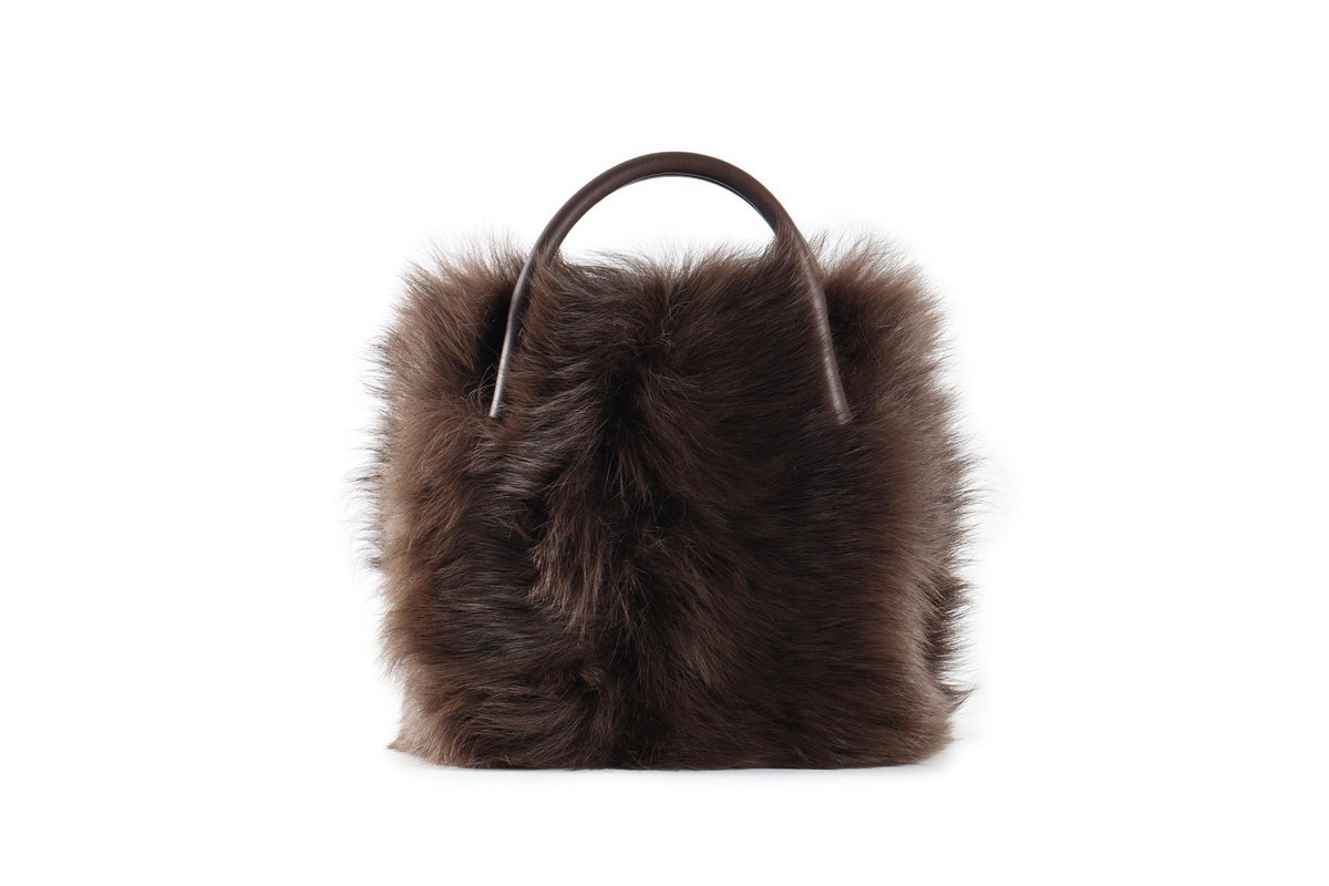 LORO PIANA BROWN BALE MICRO FUR TOTE BAG