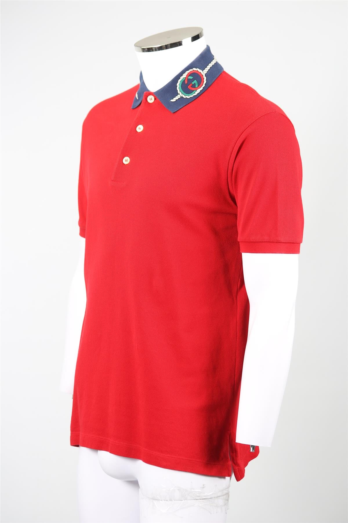 GUCCI MEN'S COTTON POLO SHIRT MEDIUM