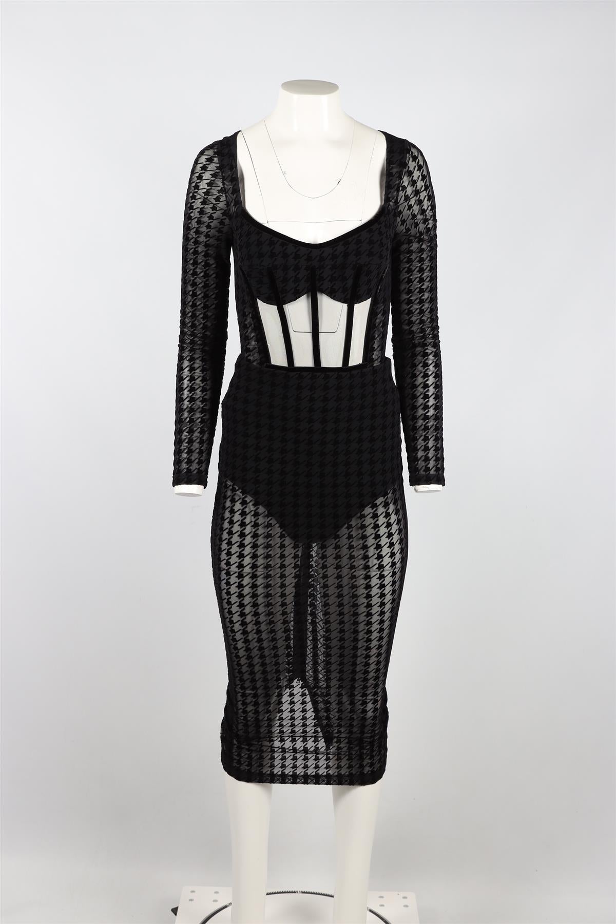 DAVID KOMA BLACK MESH MIDI DRESS UK 6