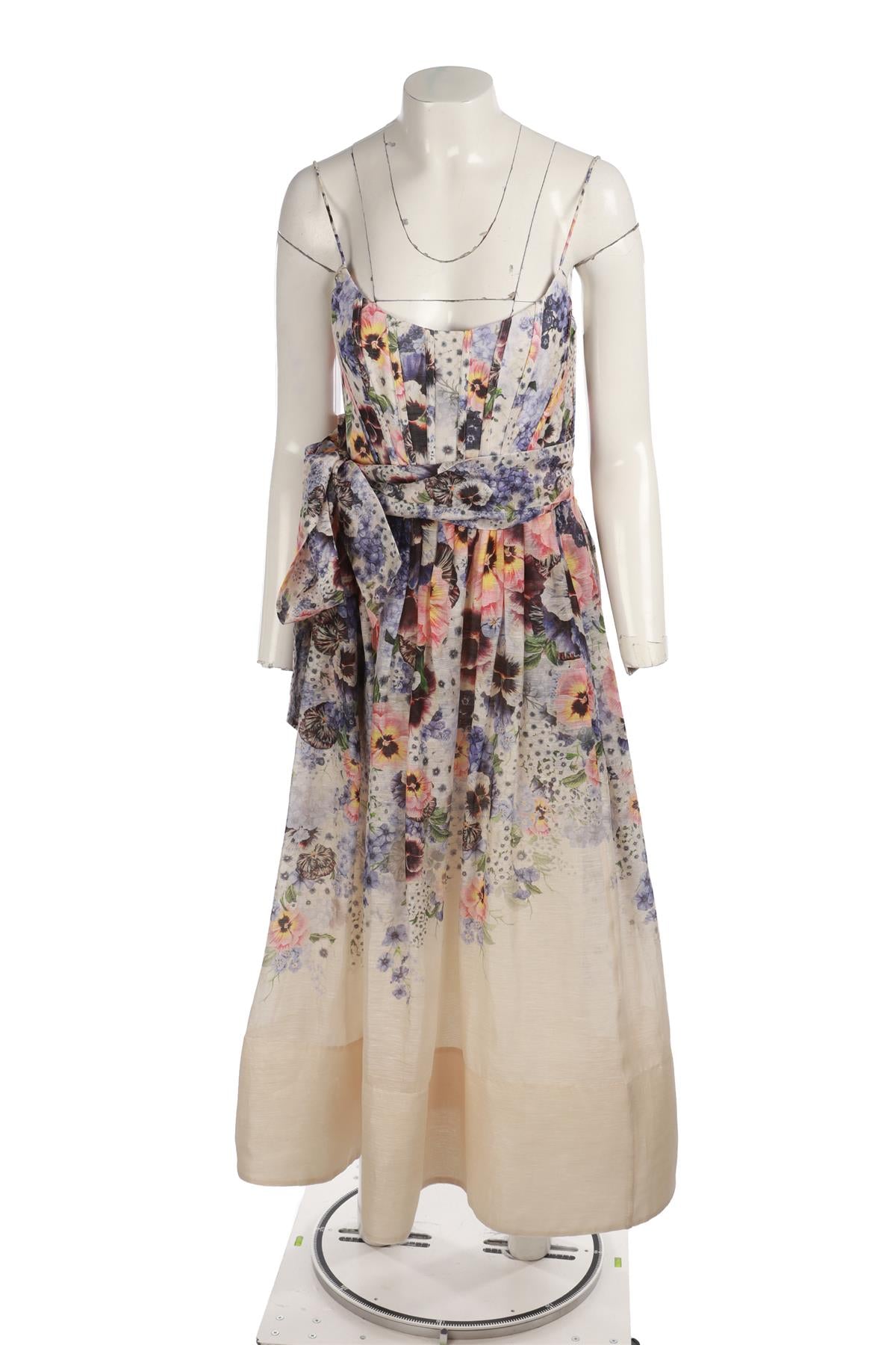 ZIMMERMANN MULTI LINEN MIDI DRESS 1 UK 10