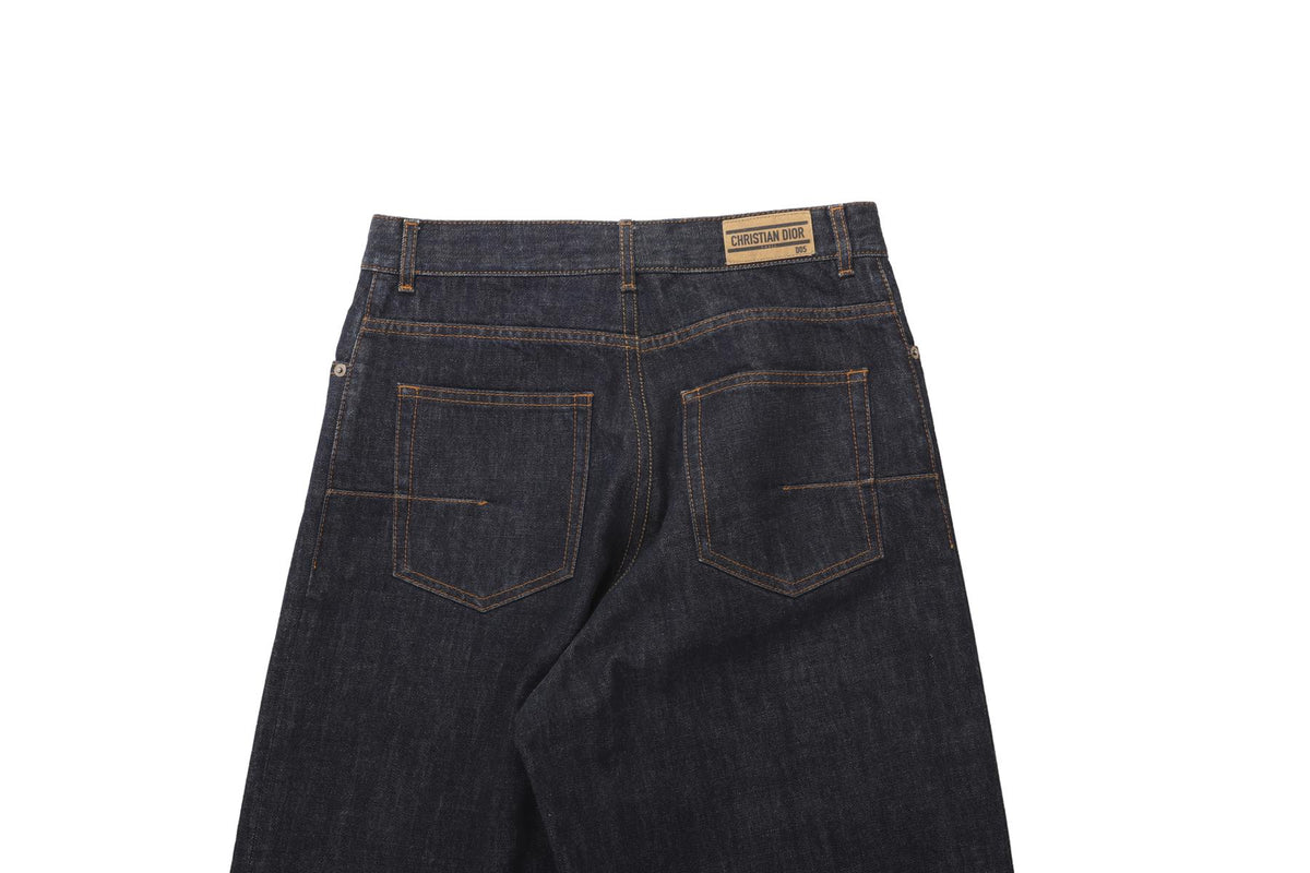 CHRISTIAN DIOR BLUE HIGH RISE WIDE LEG JEANS FR 42 UK 14