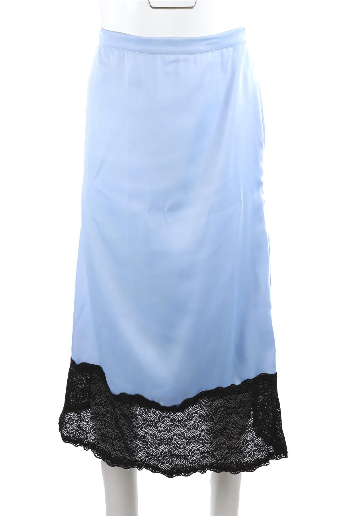 KIKA VARGAS BLUE SATIN MIDI SKIRT SMALL