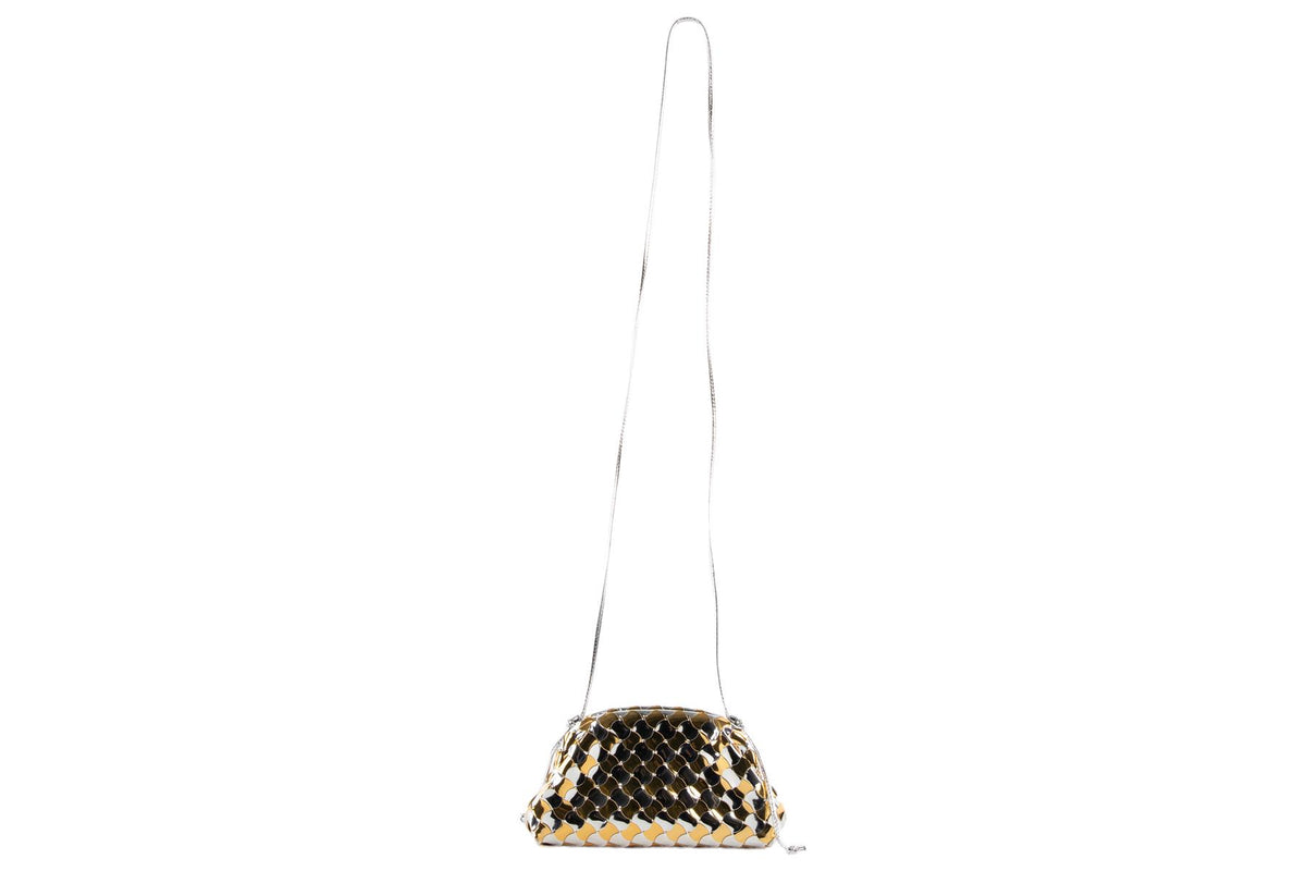 BOTTEGA VENETA GOLD POUCH MINI LEATHER SHOULDER BAG