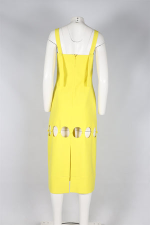 ALEXIE YELLOW CREPE MIDI DRESS XSMALL