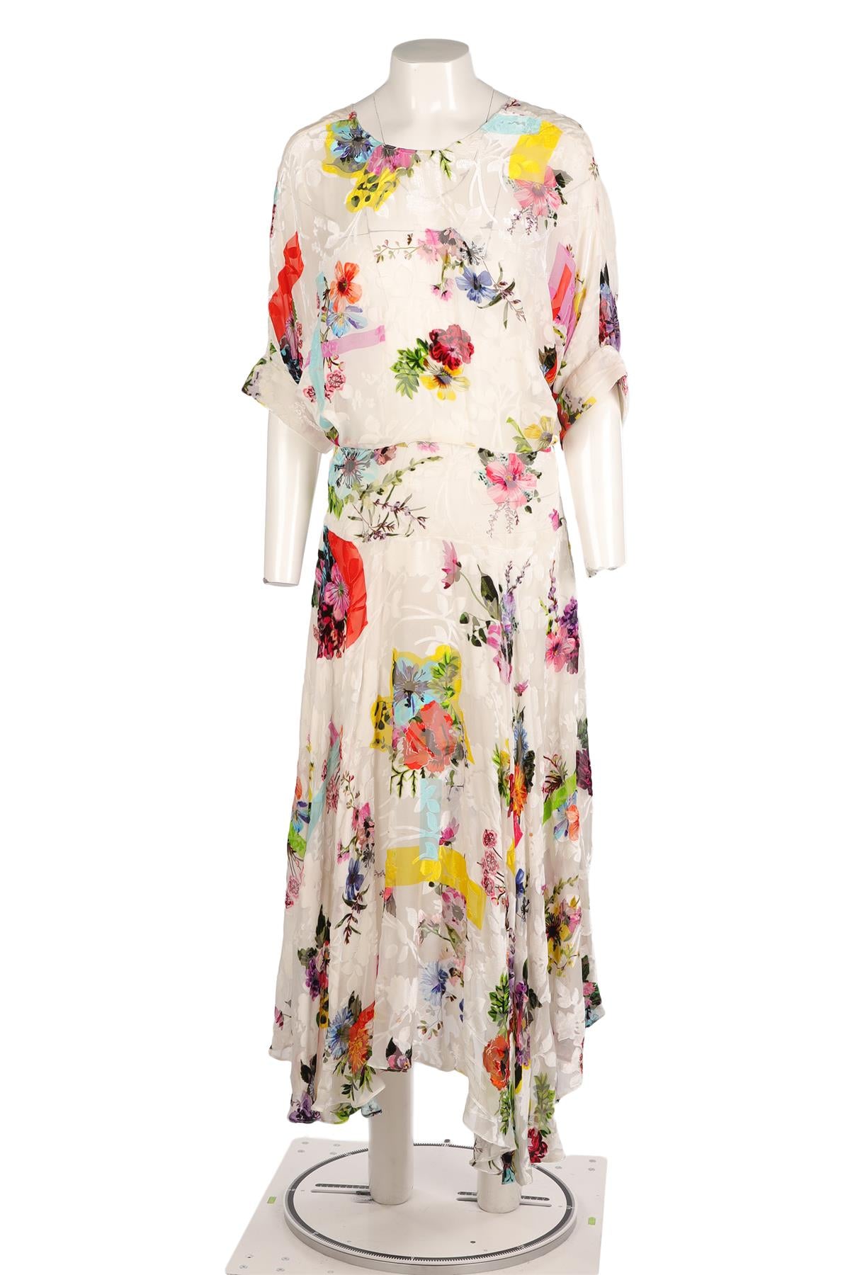PREEN BY THORNTON BREGAZZI MULTI SILK MAXI DRESS SMALL