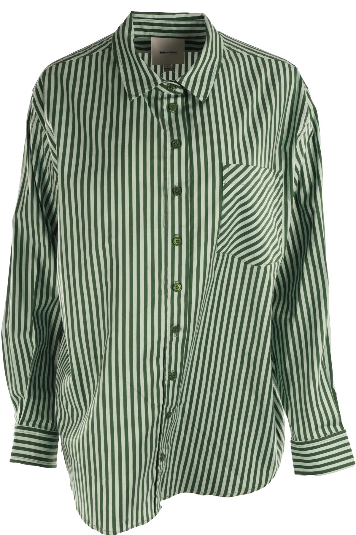 REFORMATION GREEN COTTON SHIRT SMALL