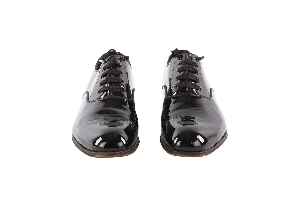 TOM FORD BLACK MEN'S PATENT LEATHER OXFORD SHOES EU 46 UK 12 US 13