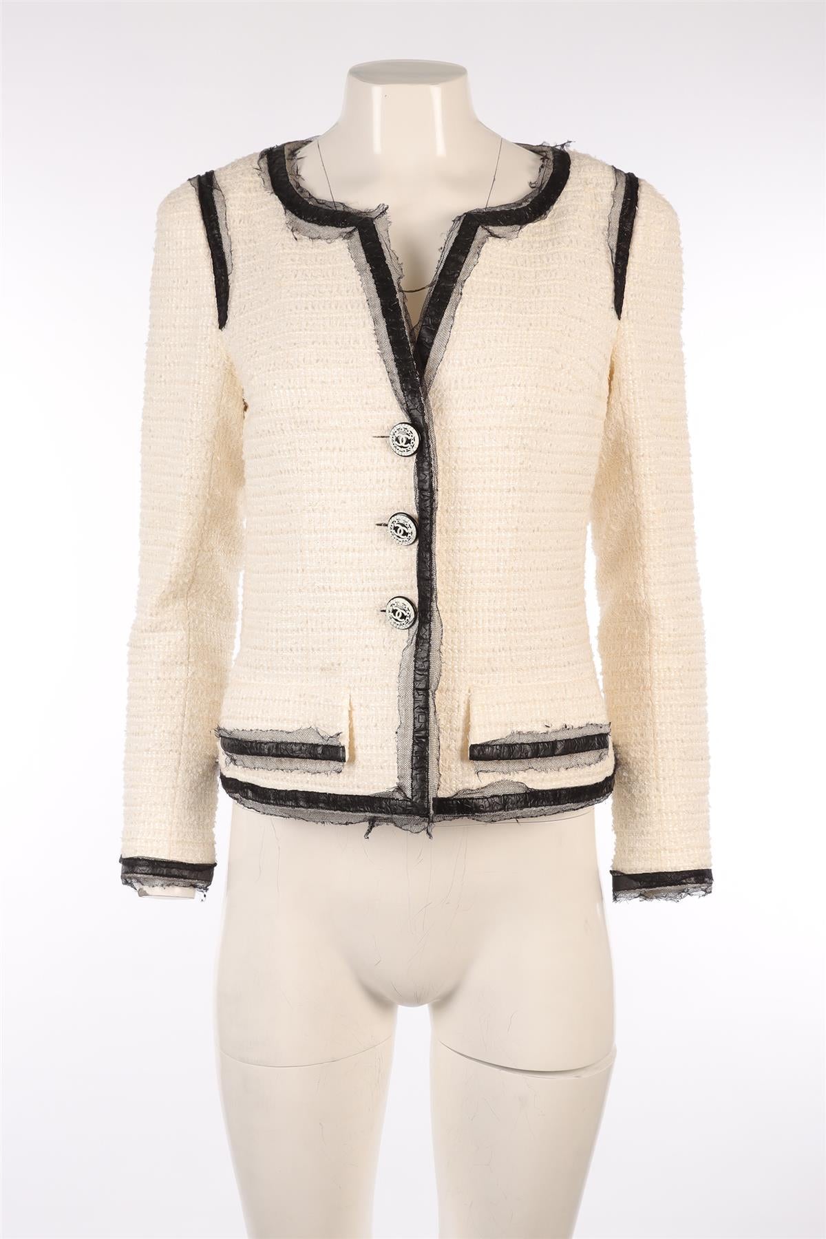 CHANEL IVORY 2009 COTTON JACKET FR 40 UK 12