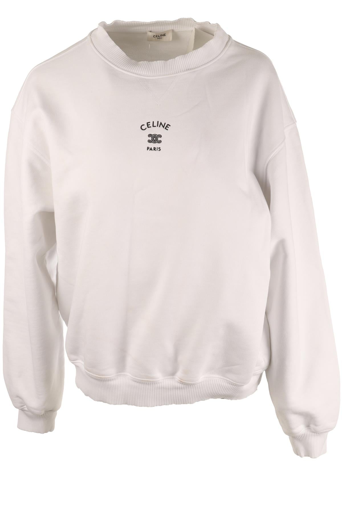 CELINE WHITE COTTON SWEATSHIRT SMALL