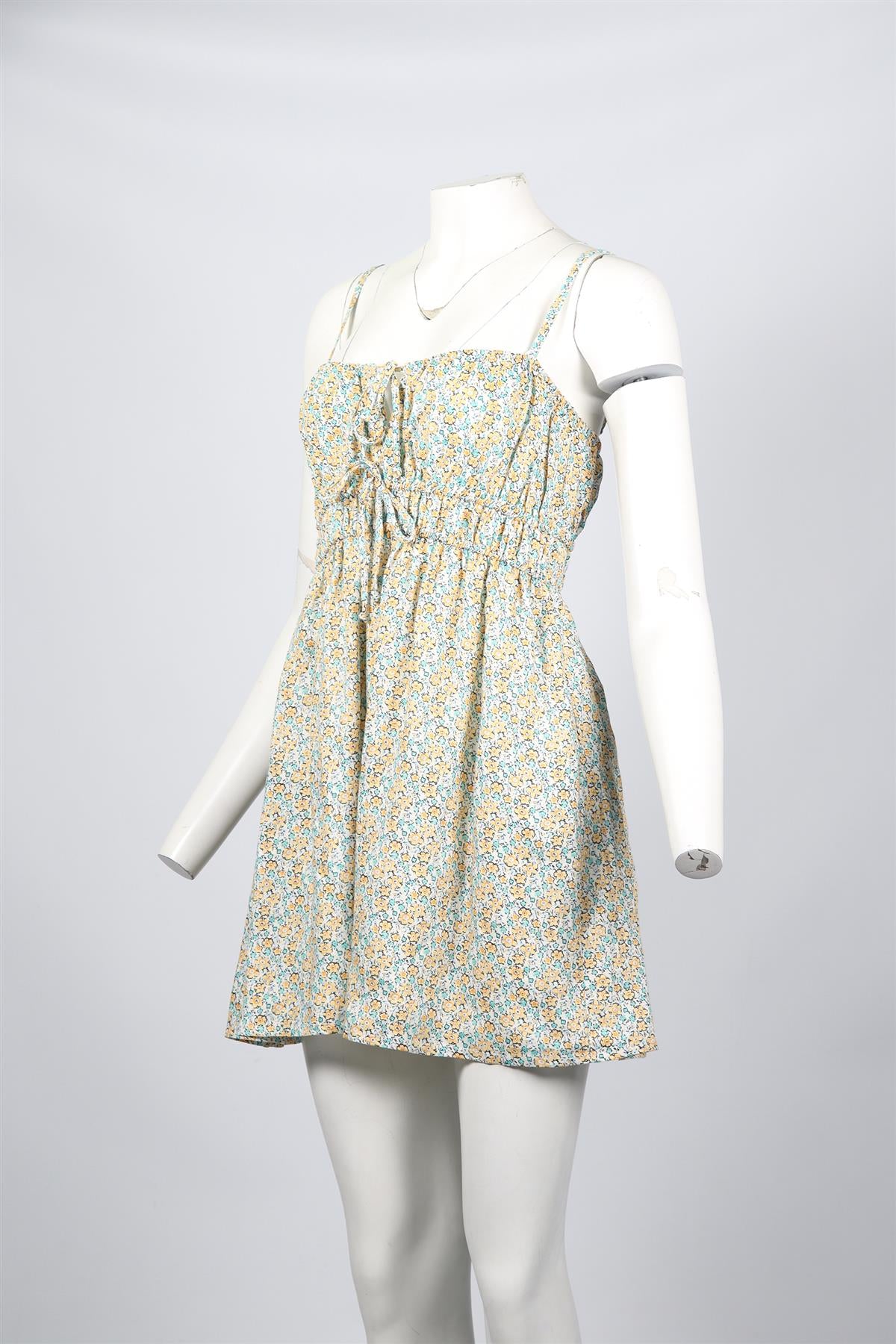 FAITHFULL THE BRAND FLORAL PRINT CHIFFON MINI DRESS SMALL