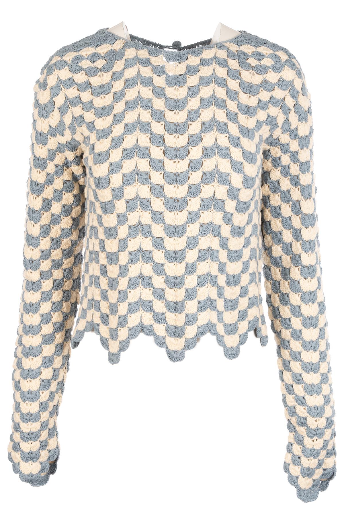 ESCVDO BLUE CROCHET TOP LARGE