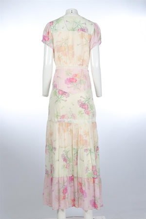 LOVESHACKFANCY MULTI SILK MAXI DRESS US 10 UK 14