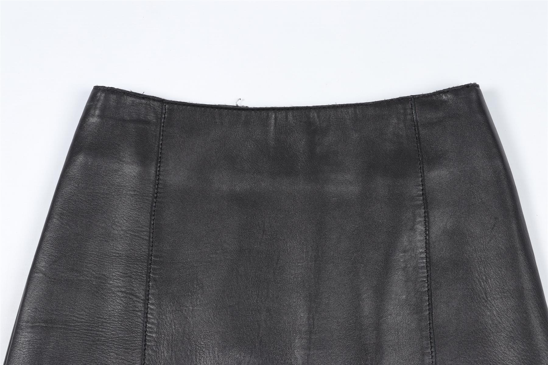 MAJE BLACK LEATHER MINI SKIRT FR 36 UK 8