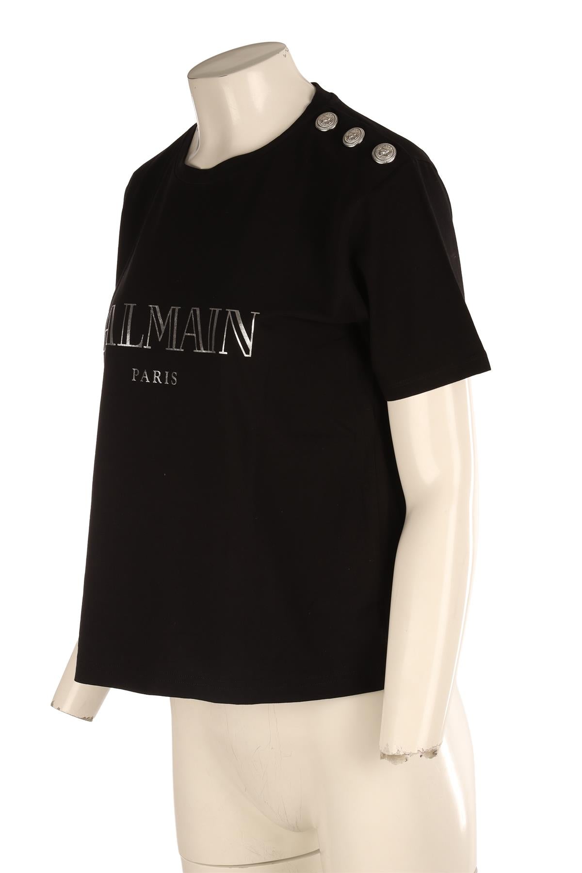 BALMAIN BLACK COTTON T-SHIRT FR 42