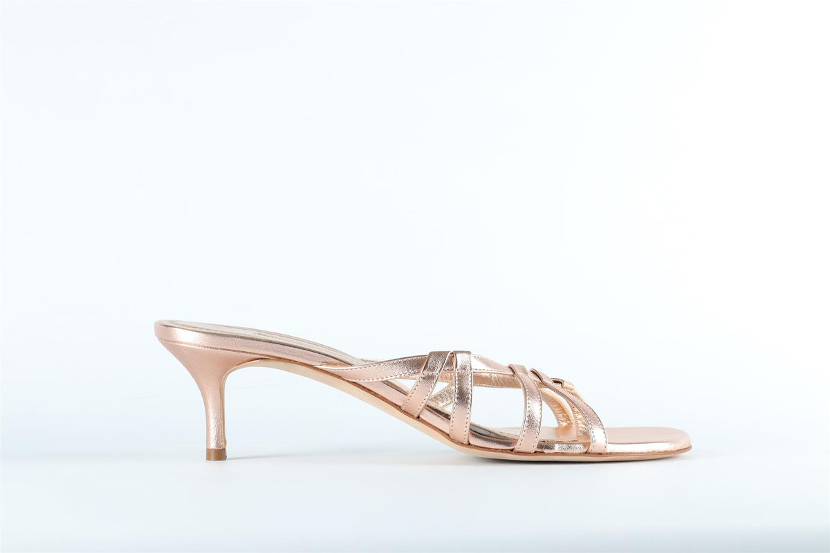 MANOLO BLAHNIK GOLD LEATHER SANDALS EU 40 UK 7 US 10