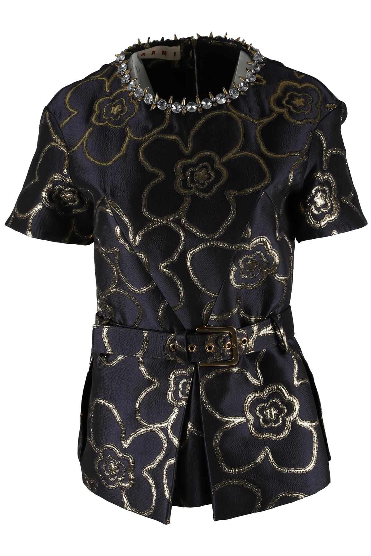 MARNI NAVY COTTON TOP IT 42 UK 10