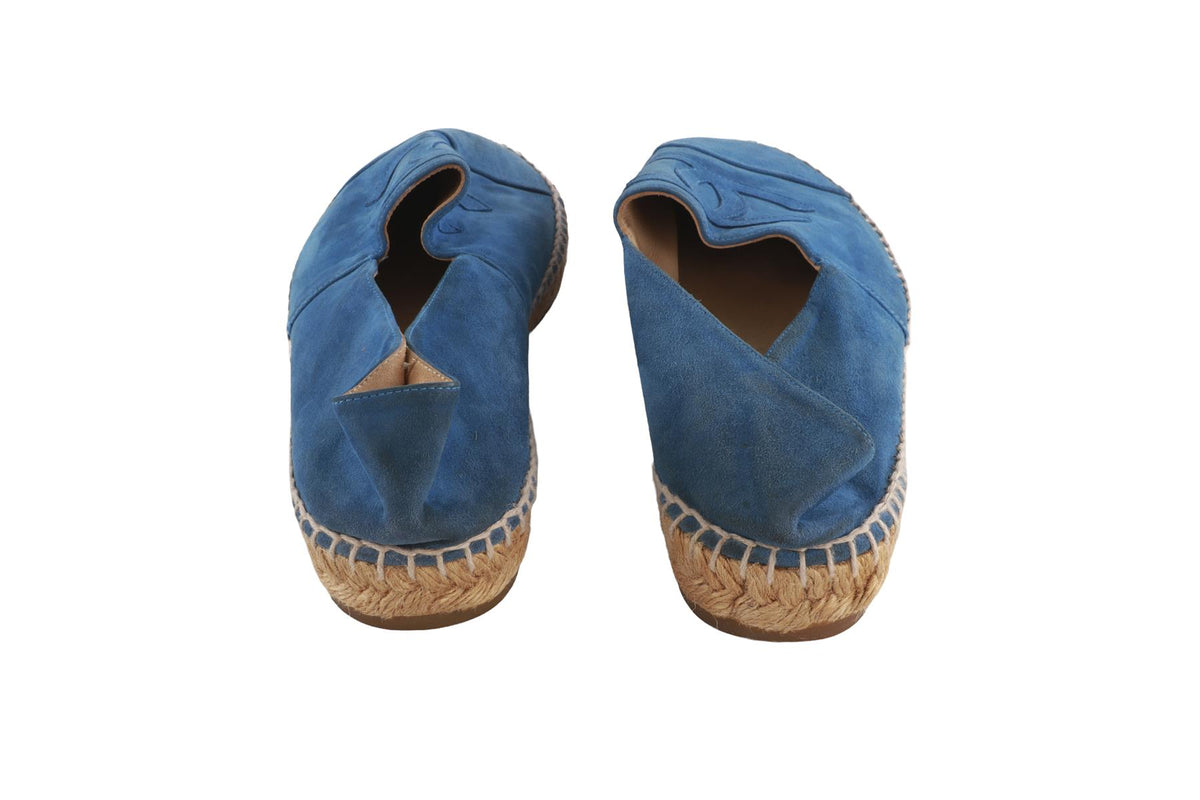CHANEL BLUE CC SUEDE ESPADRILLES EU 41 UK 8 US 11