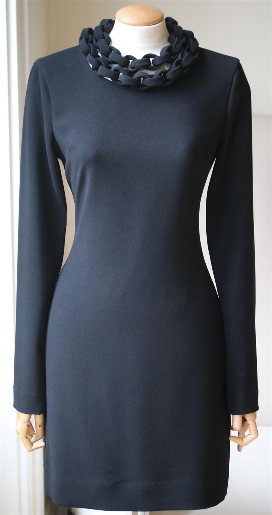 DIANE VON FURSTENBERG GIADA CHAIN COLLAR CREPE MINI DRESS US 4 UK 8