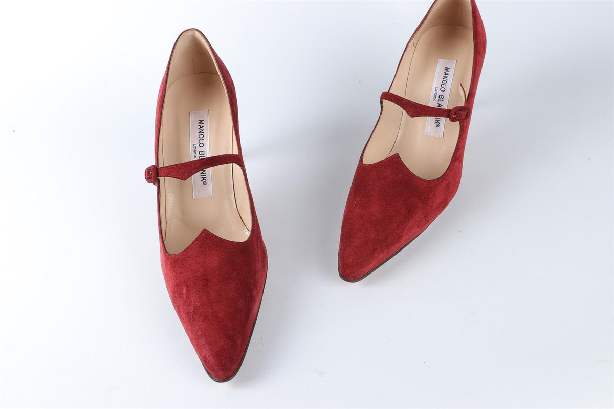 MANOLO BLAHNIK RED SUEDE PUMPS EU 38 UK 5 US 8