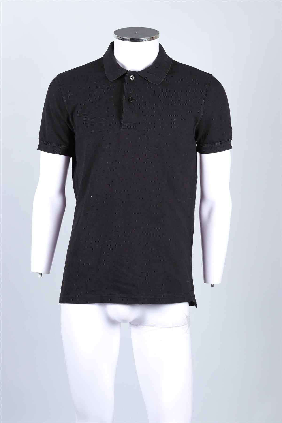 TOM FORD BLACK MEN'S COTTON POLO SHIRT IT 50 UK/US CHEST 40