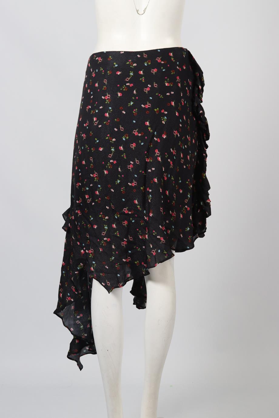PREEN BY THORNTON BREGAZZI FLORAL PRINT SATIN MIDI SKIRT MEDIUM