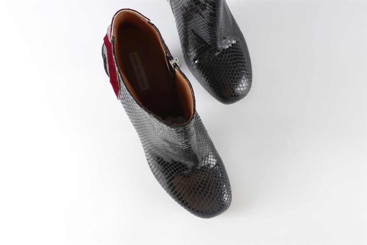DRIES VAN NOTEN BLACK LEATHER ANKLE BOOTS EU 39 UK 6 US 9