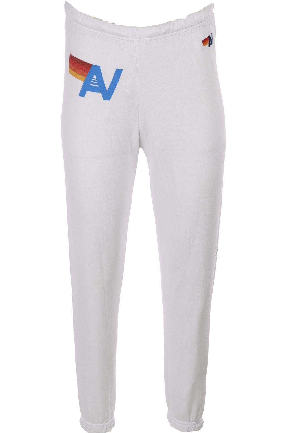 AVIATOR NATION WHITE COTTON TRACK PANTS XSMALL