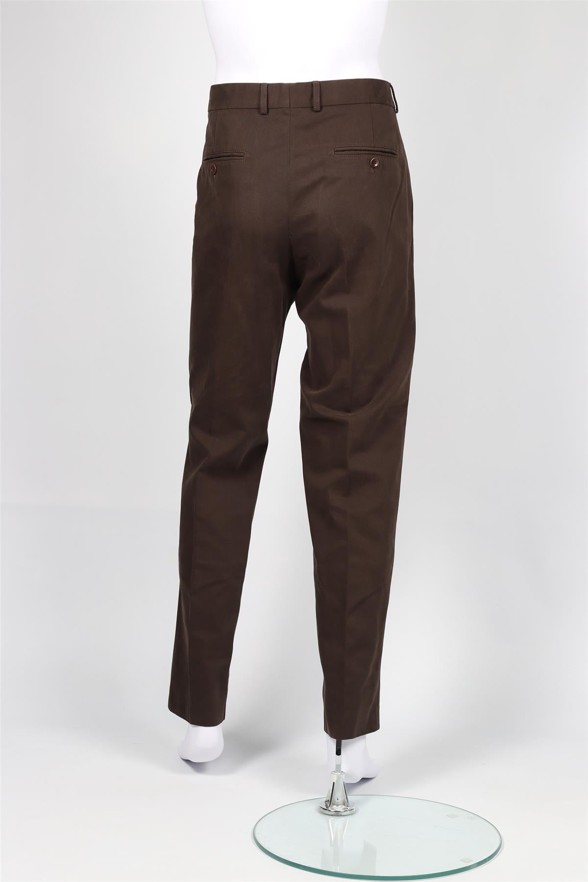 LORO PIANA BROWN MEN'S COTTON STRAIGHT LEG PANTS IT 54 UK/US WAIST 38