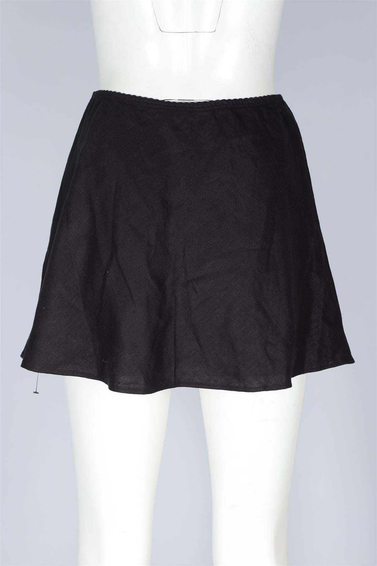 REFORMATION BLACK LINEN MINI SKIRT SMALL