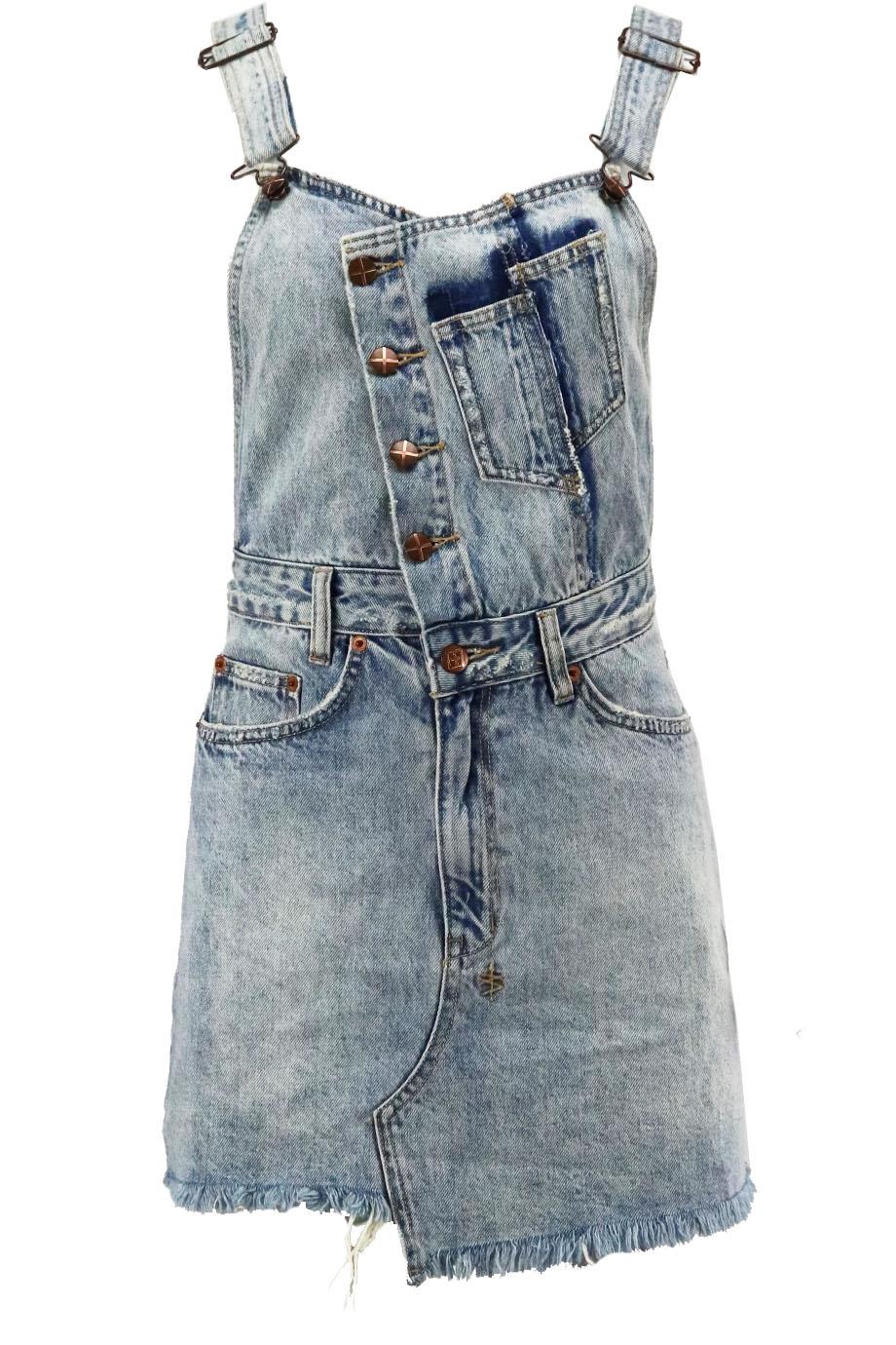 KSUBI DISTRESSED DENIM MINI DRESS SMALL