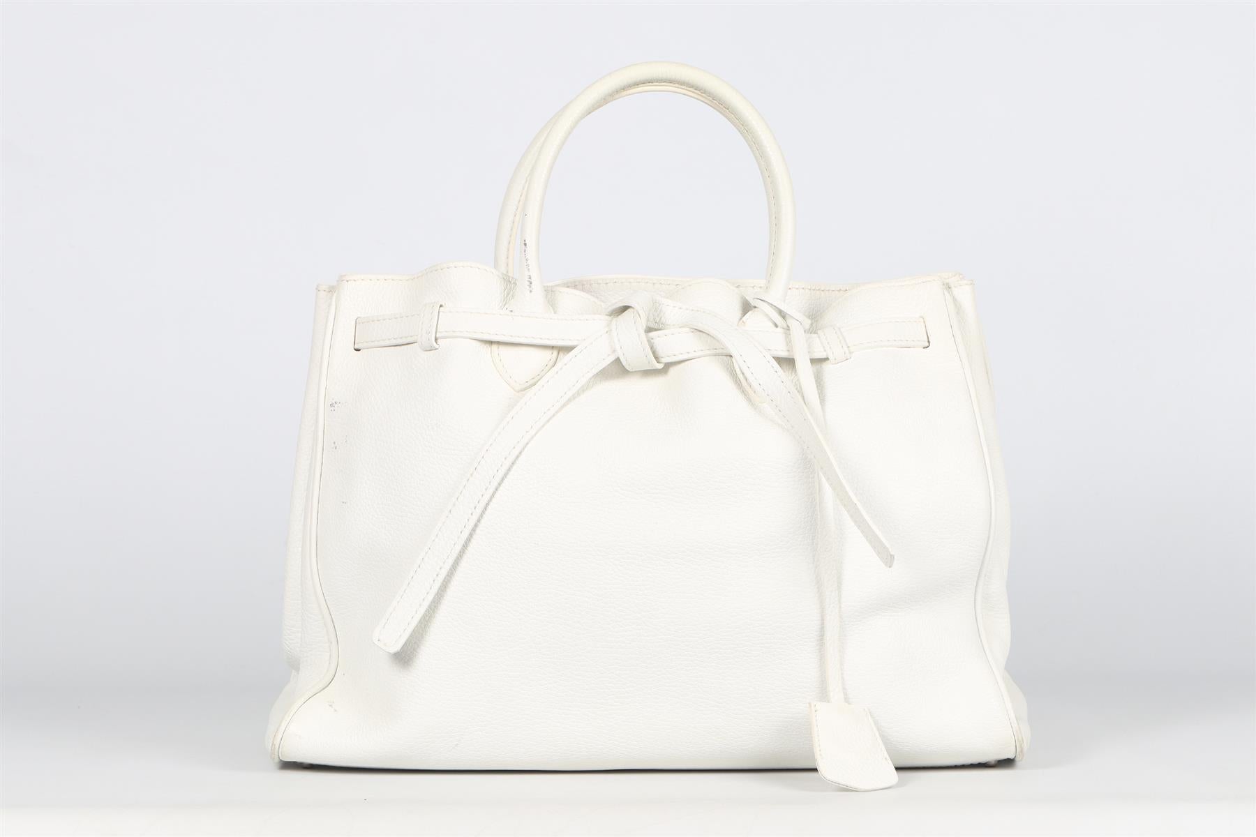 BAMFORD WHITE LEATHER TOTE BAG