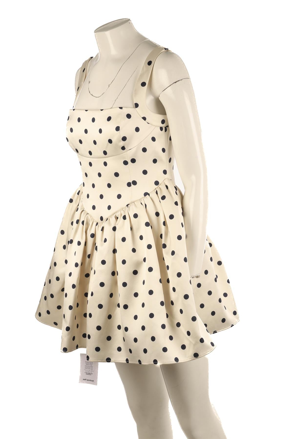 SELF-PORTRAIT CREAM SATIN MINI DRESS UK 8