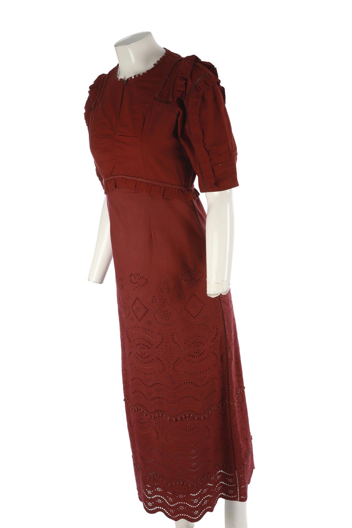 SEA NEW YORK BURGUNDY COTTON MAXI DRESS US 0 UK 4