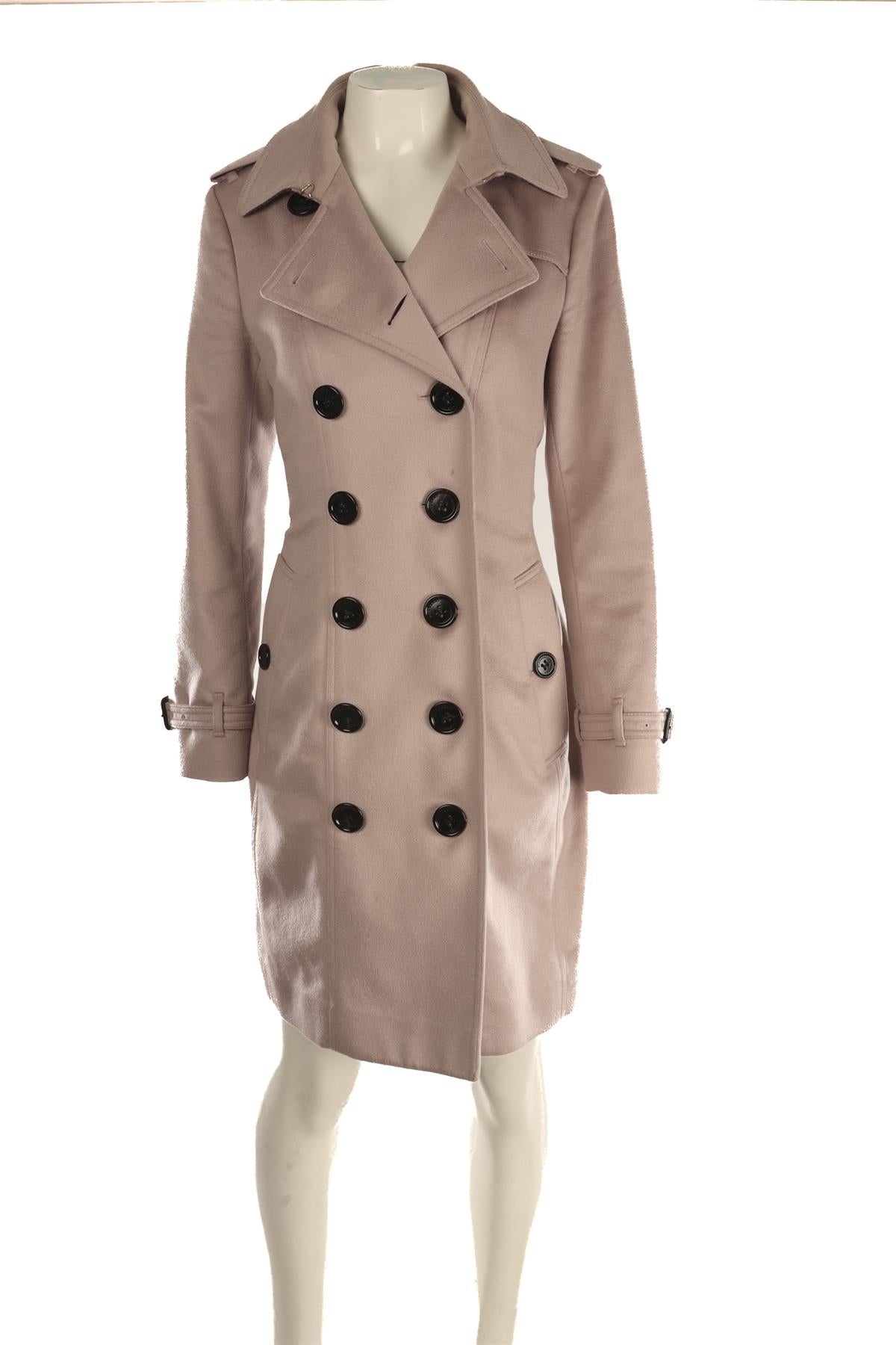 BURBERRY PURPLE CASHMERE TRENCH COAT UK 12