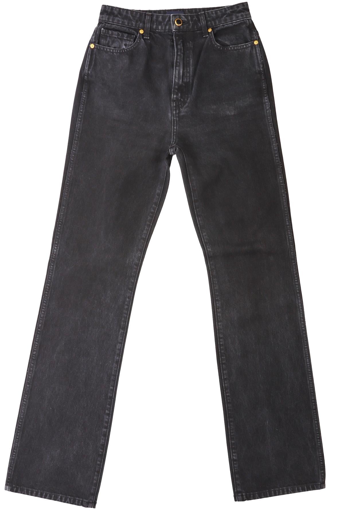 BLACK HIGH RISE STRAIGHT LEG JEANS