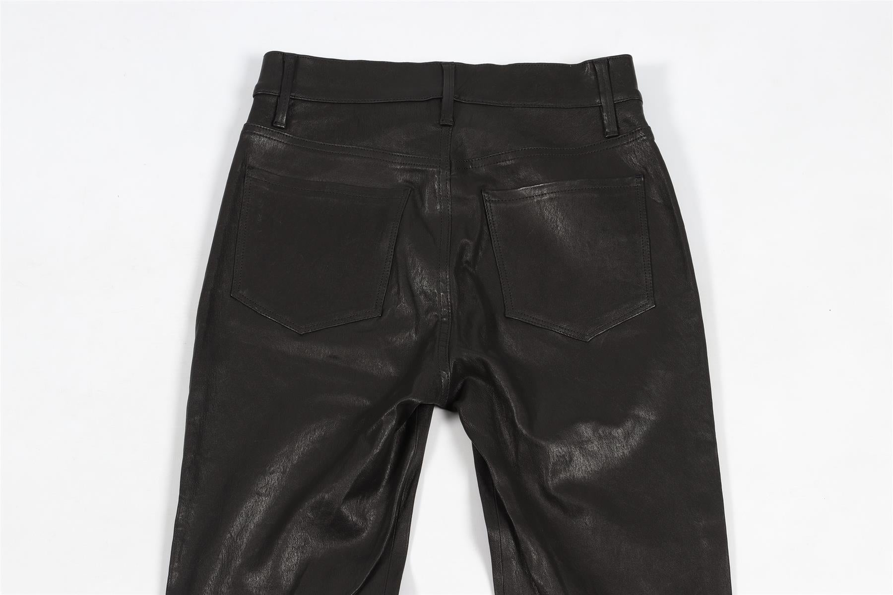 FRAME BLACK LEATHER SKINNY PANTS W 25 UK 6-8