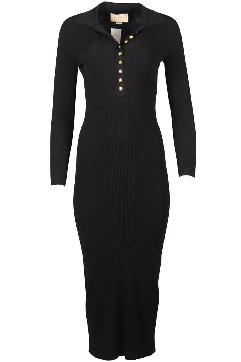 GUCCI RIBBED KNIT MIDI DRESS SMALL