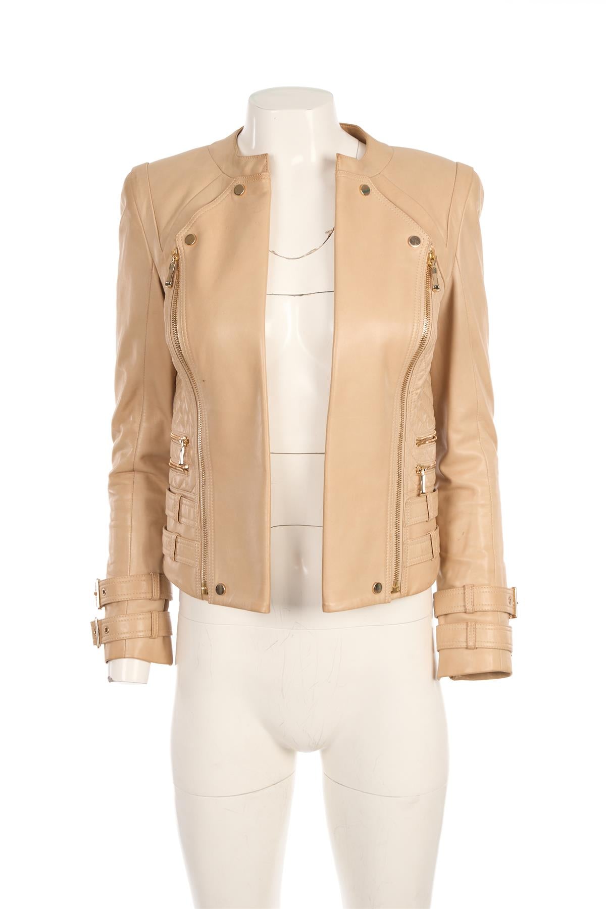 ETOILE LONDON BEIGE LEATHER JACKET IT 38 UK 6