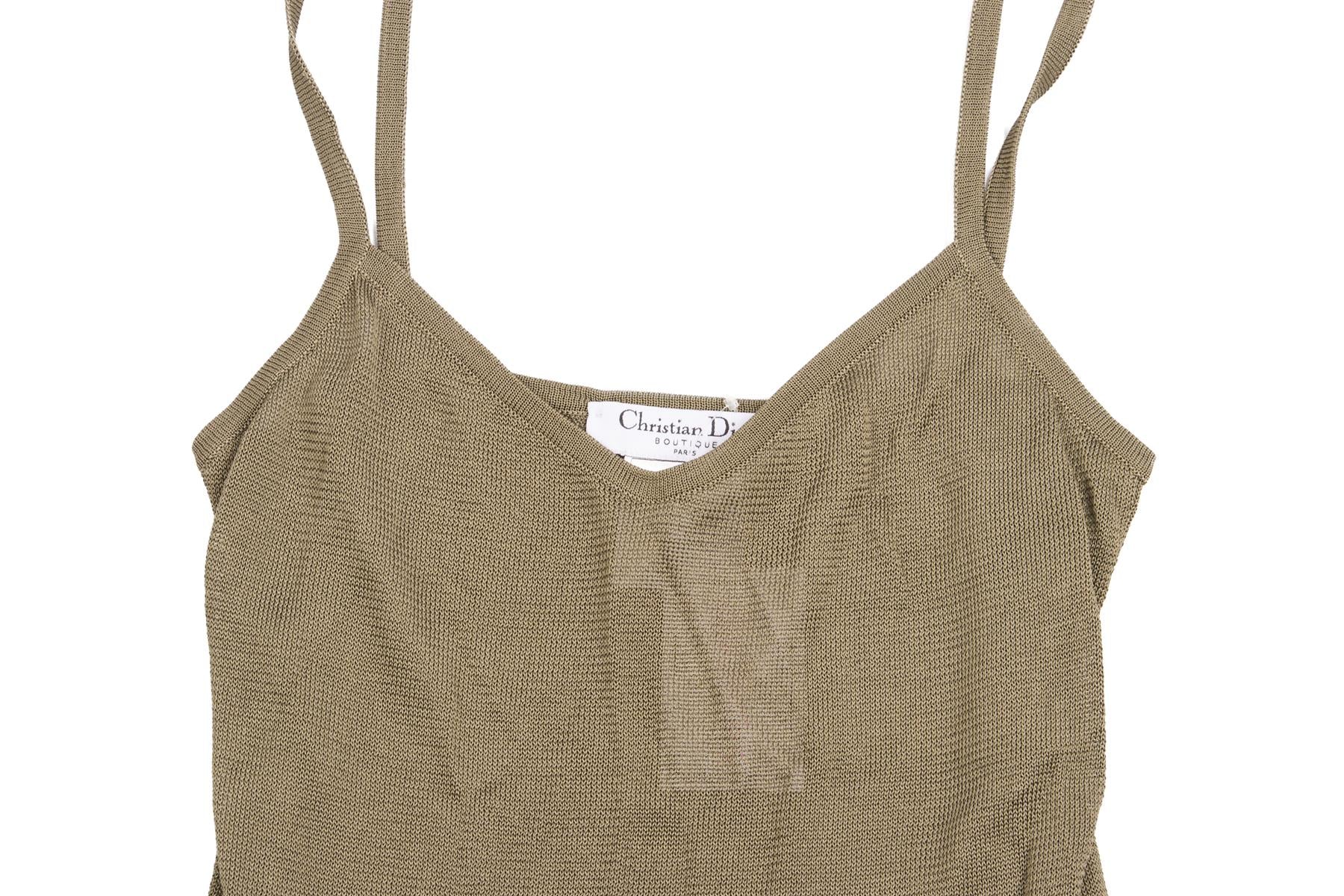 CHRISTIAN DIOR GREEN KNIT TOP FR 36 UK 8