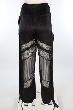 GIVENCHY BLACK SILK WIDE LEG PANTS FR 34 UK 6