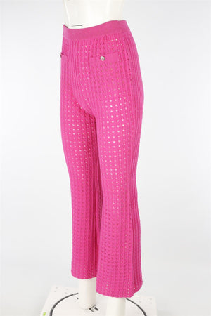CHANEL PINK 2023 WOOL FLARED PANTS FR 38 UK 10