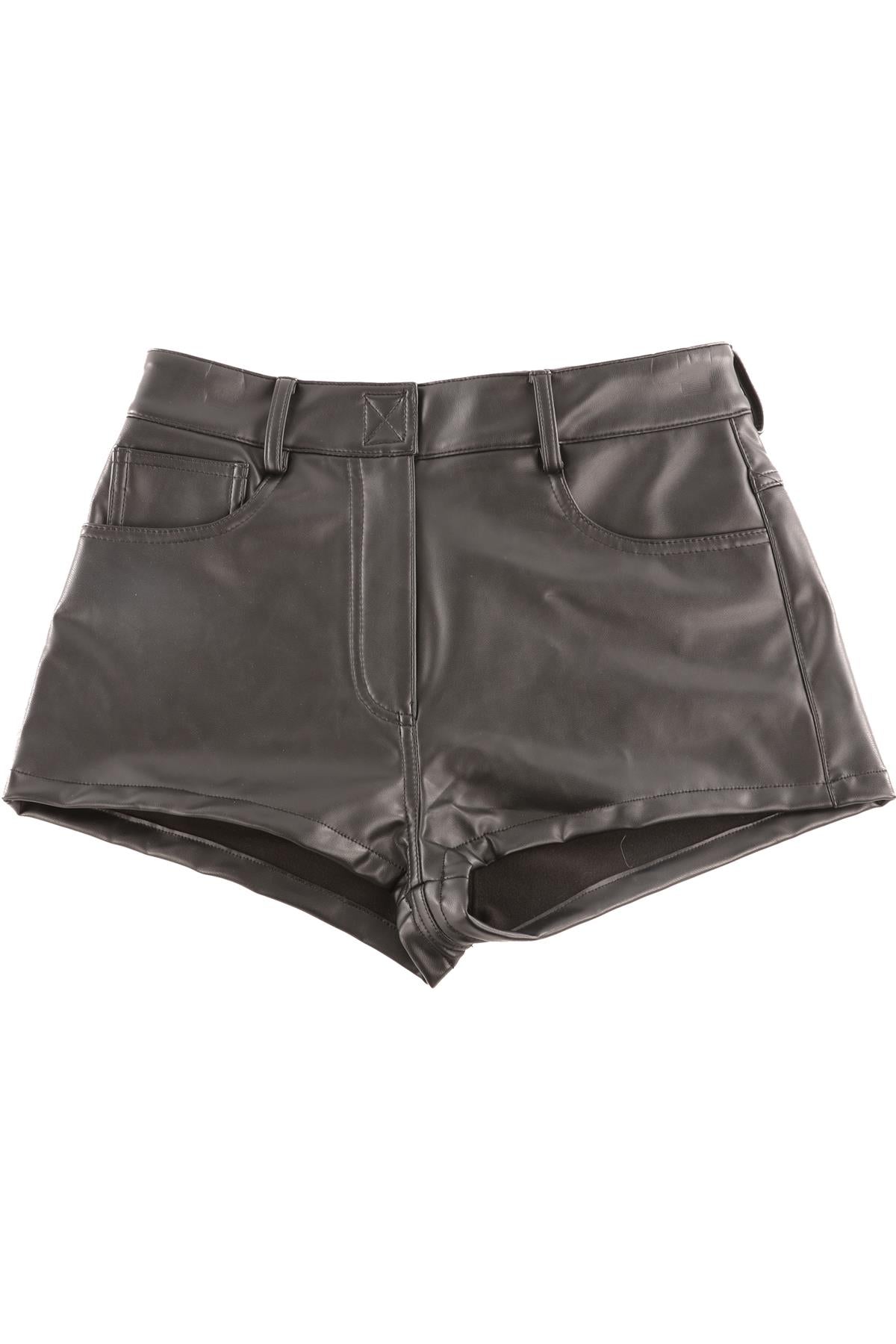 NORMA KAMALI BLACK FAUX LEATHER SHORTS SMALL